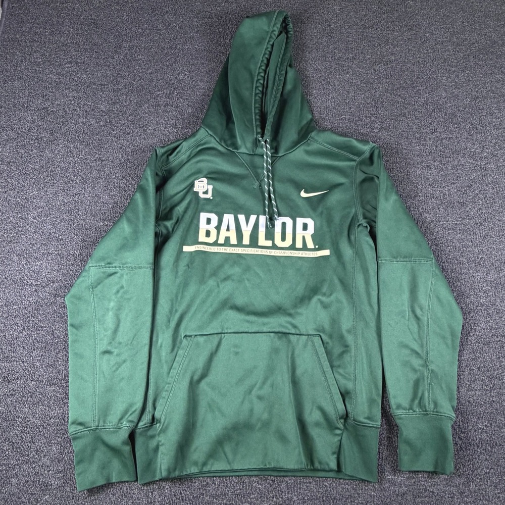 Baylor Nike Hoodie Mens S 32868X-BX1 Green NCAA Football Therma-FIT EUC